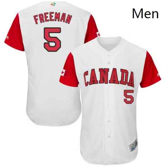 Mens Canada Baseball Majestic 5 Freddie Freeman White 2017 World Baseball Classic Authentic Team Jersey